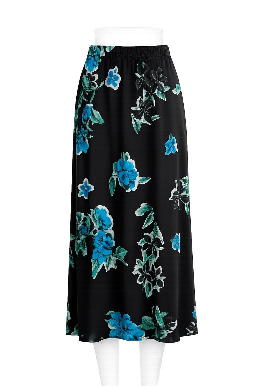 The Kooples Black/Blue Floral Botanical Print Maxi Skirt - Size 2